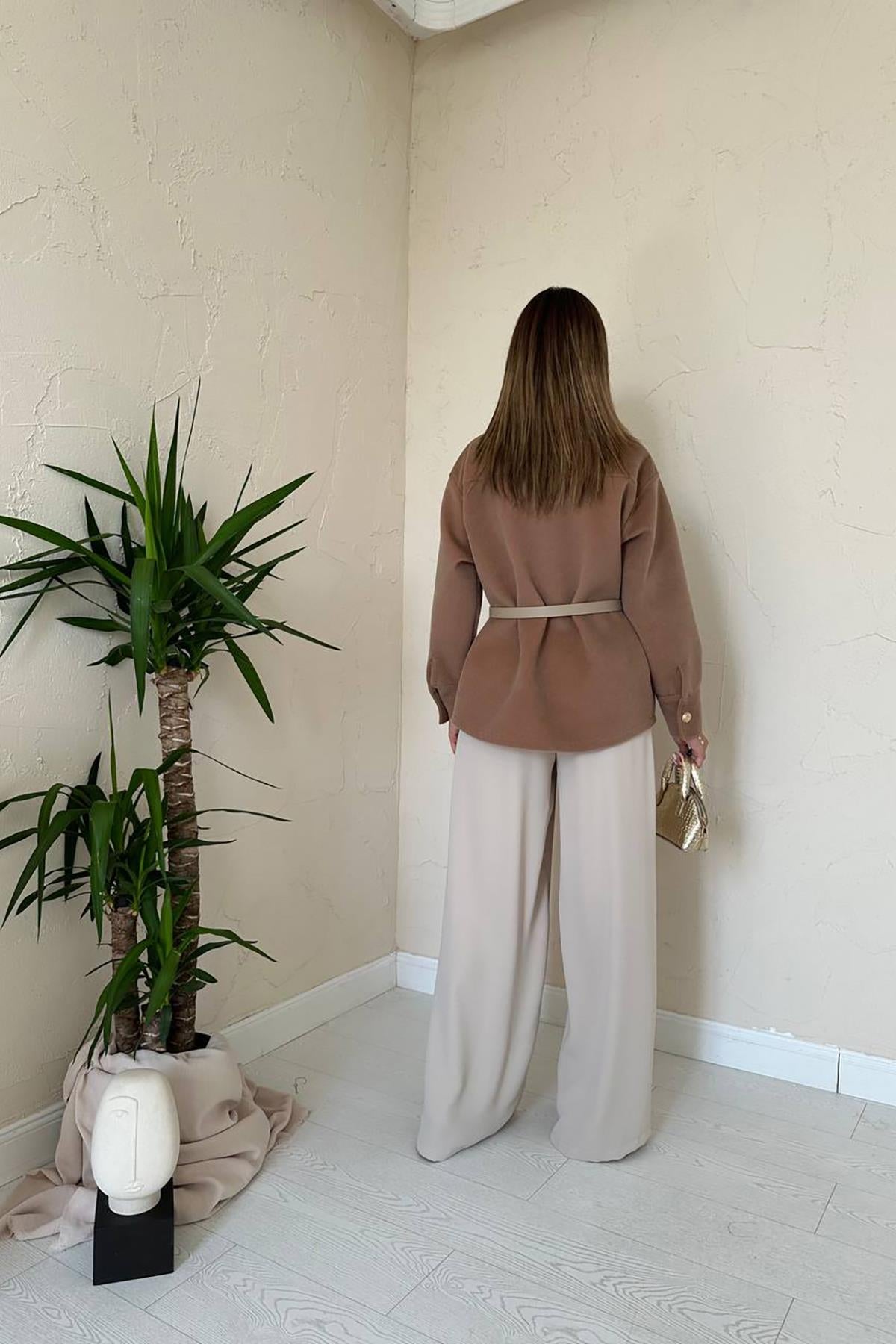 Camel Kaşe Gold Düğmeli Gömlek
