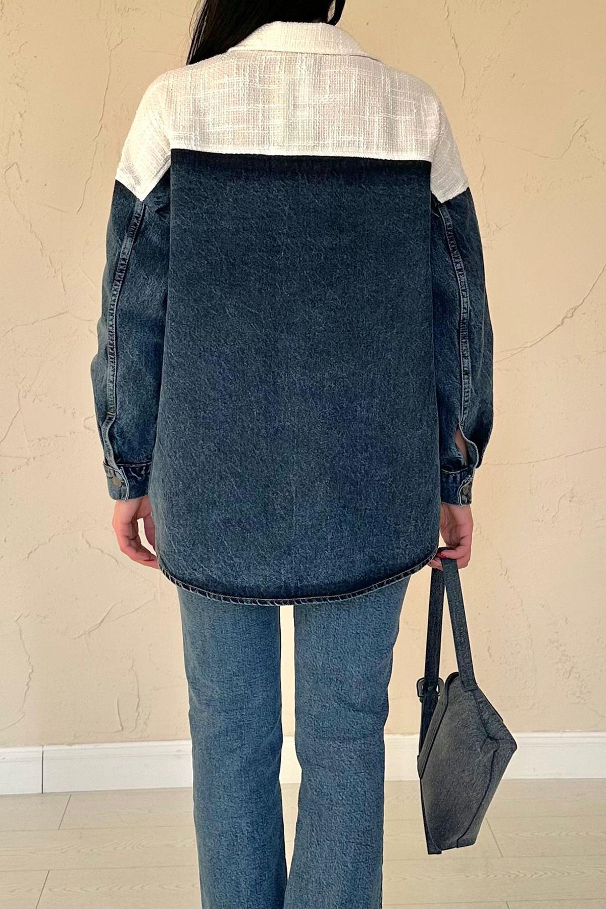 Toptan Ekru Kot Garnili Ceket