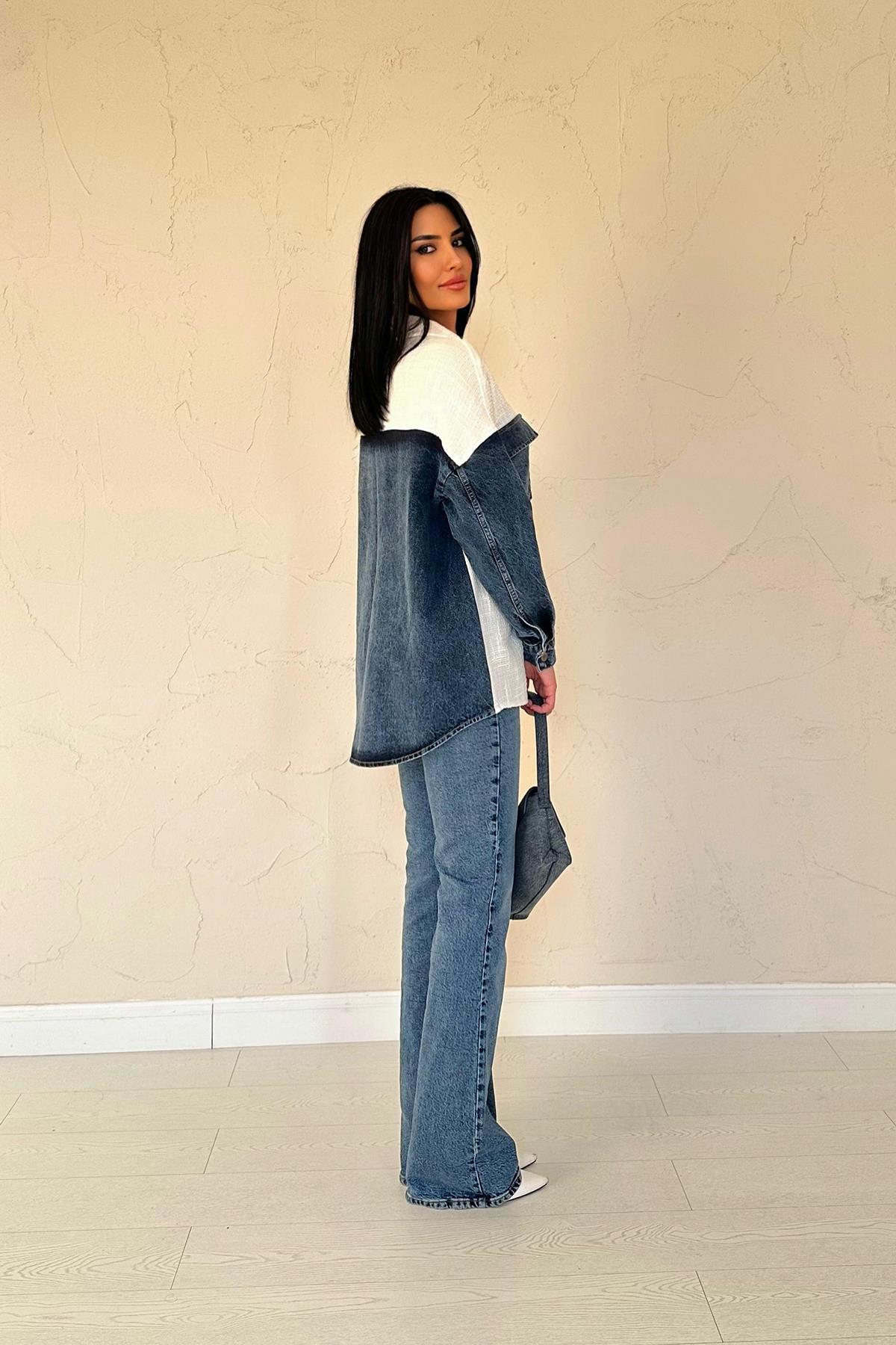 Toptan Ekru Kot Garnili Ceket