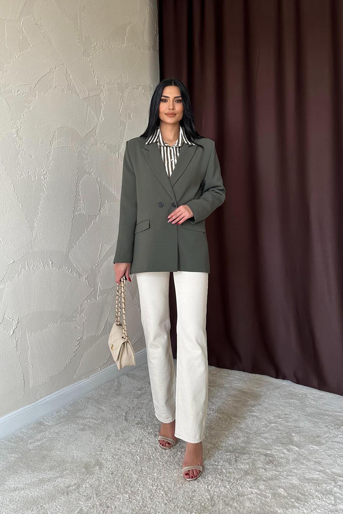 Toptan Haki Blazer Ceket