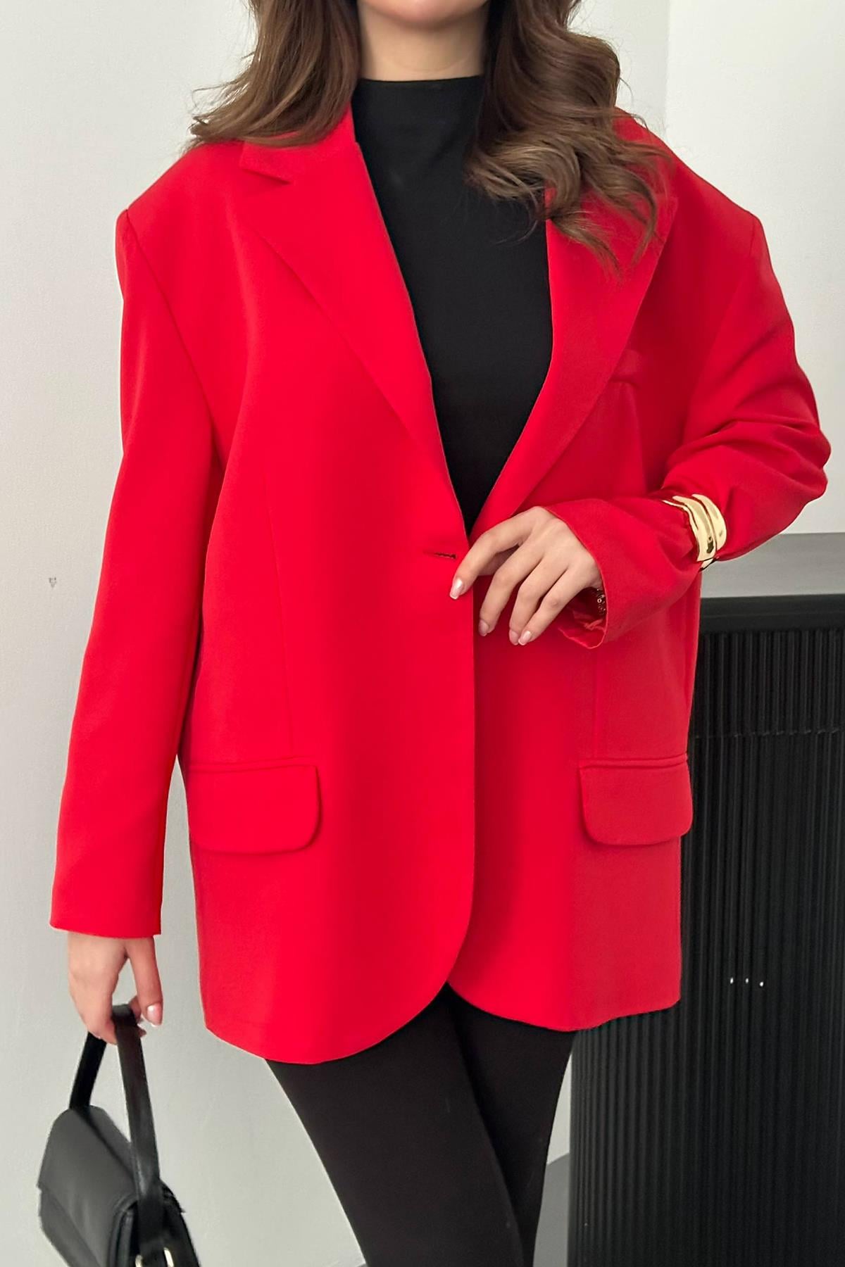 Kırmızı Oversize Ceket