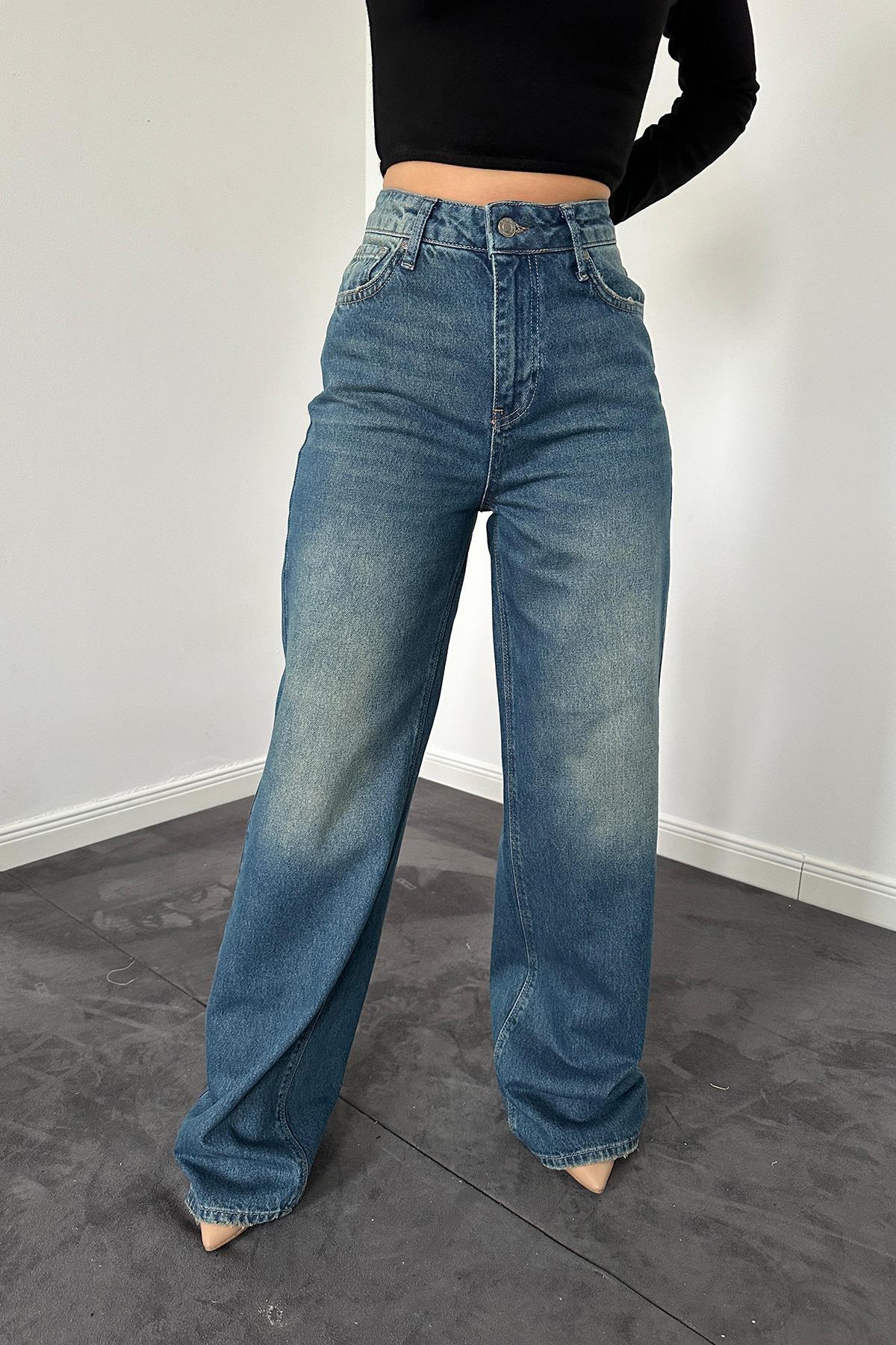 Toptan Lacivert Comfy Jeans Pantolon