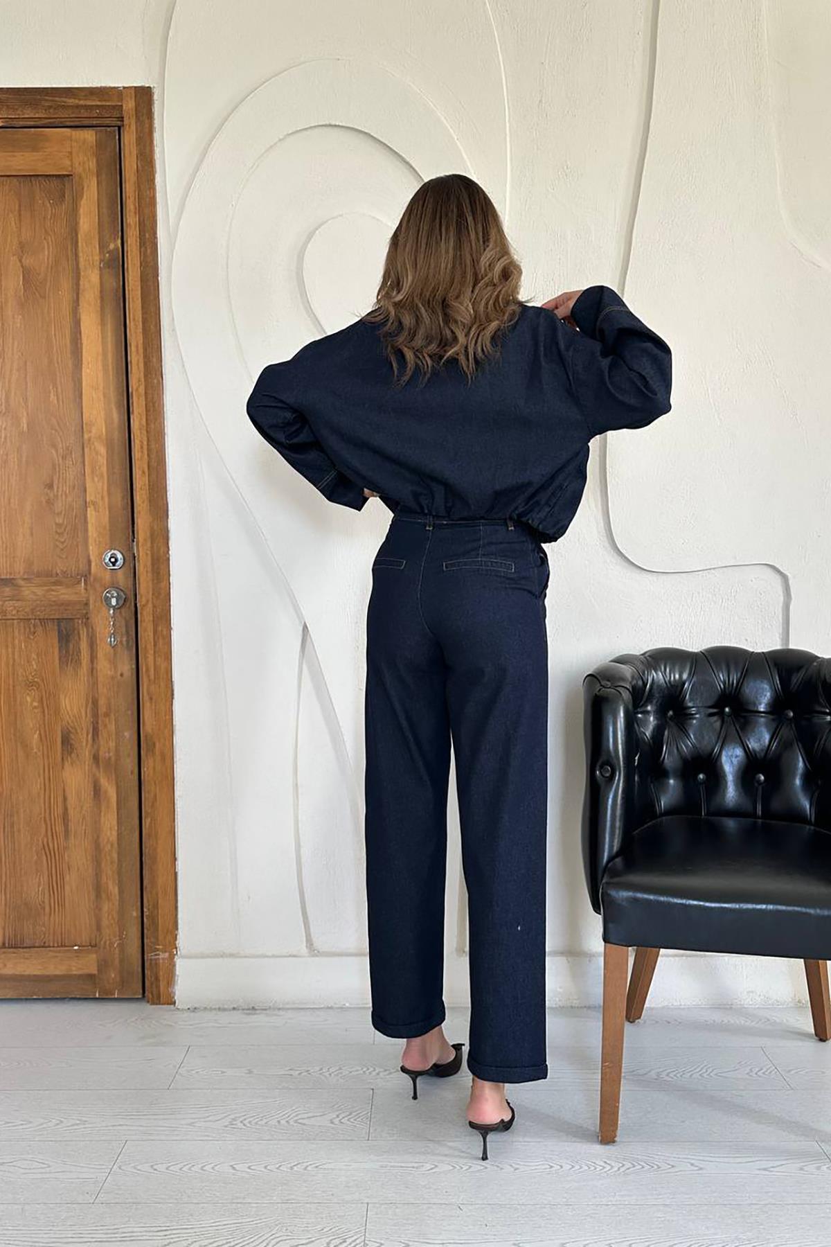 Toptan Lacivert Denim Takım