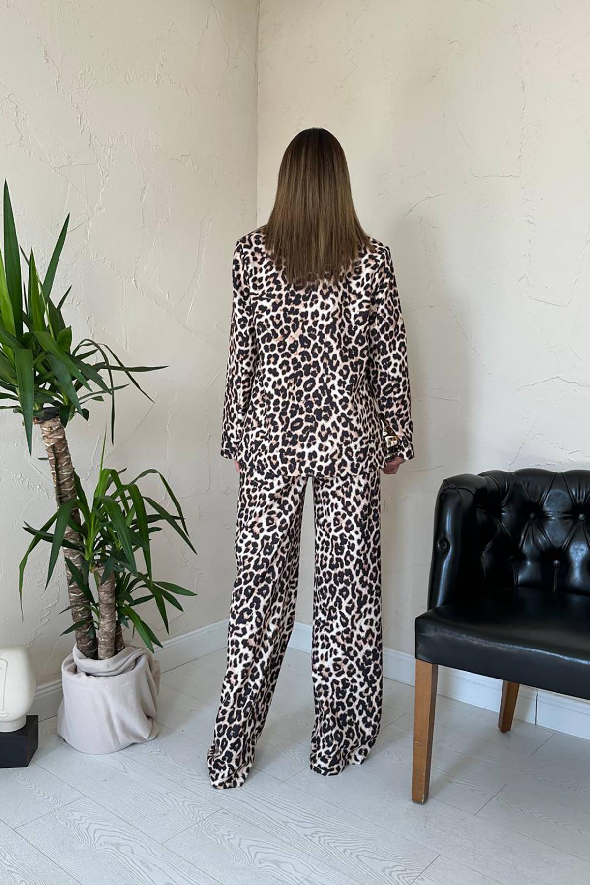 Toptan Leopar Leopar Desenli 3Lü Takım
