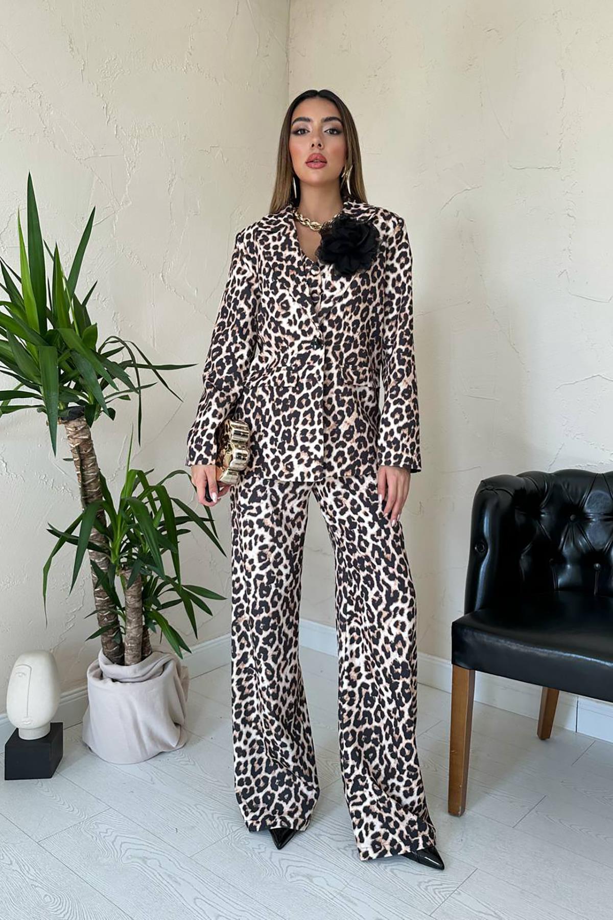 Toptan Leopar Leopar Desenli 3Lü Takım Leopar L