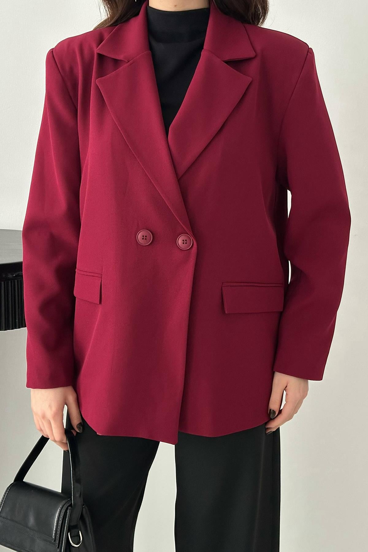 Mürdüm 2 Düğmeli Blazer Ceket