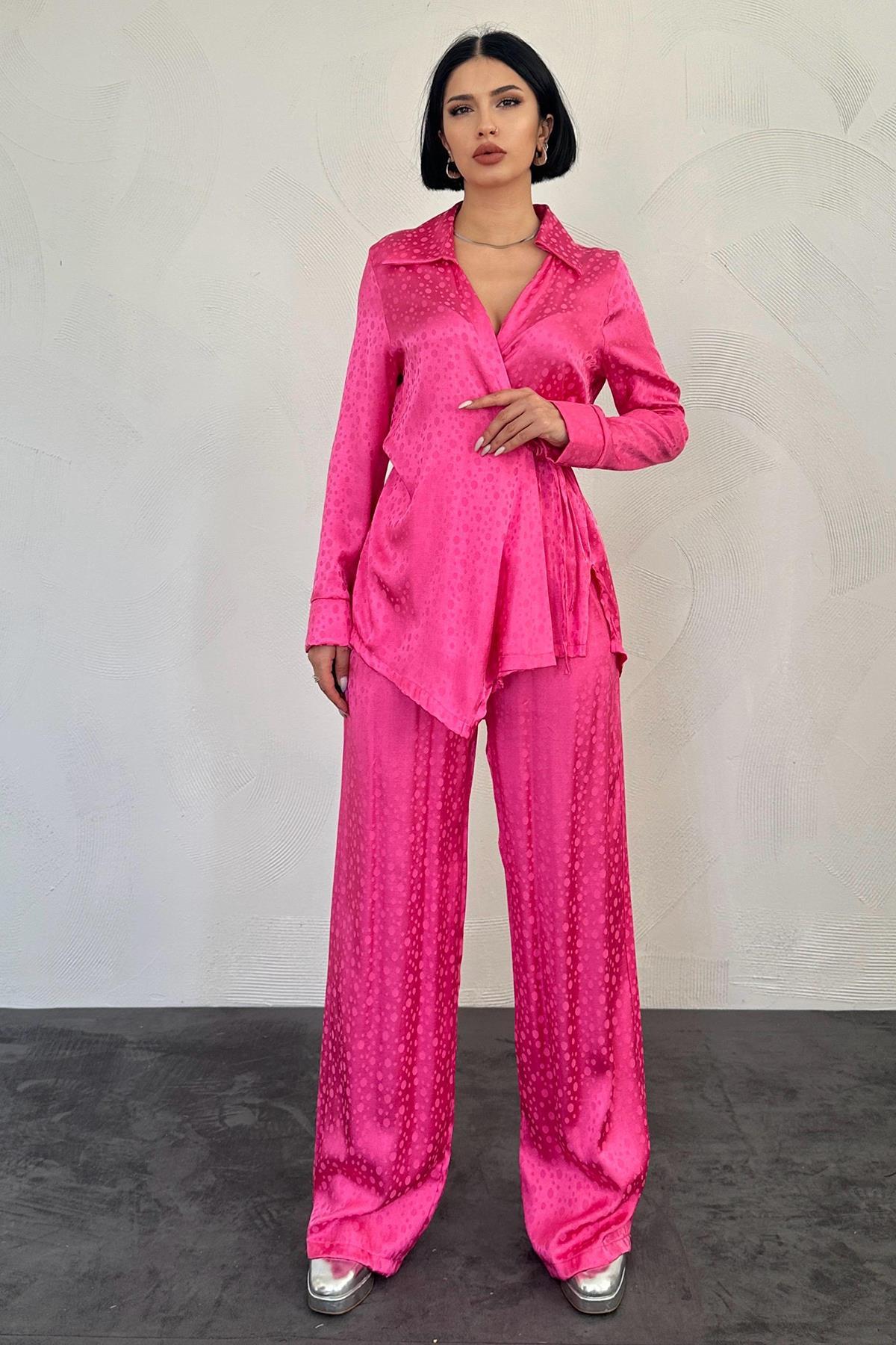 Toptan Pembe Jakarlı Biye Takım Pembe L