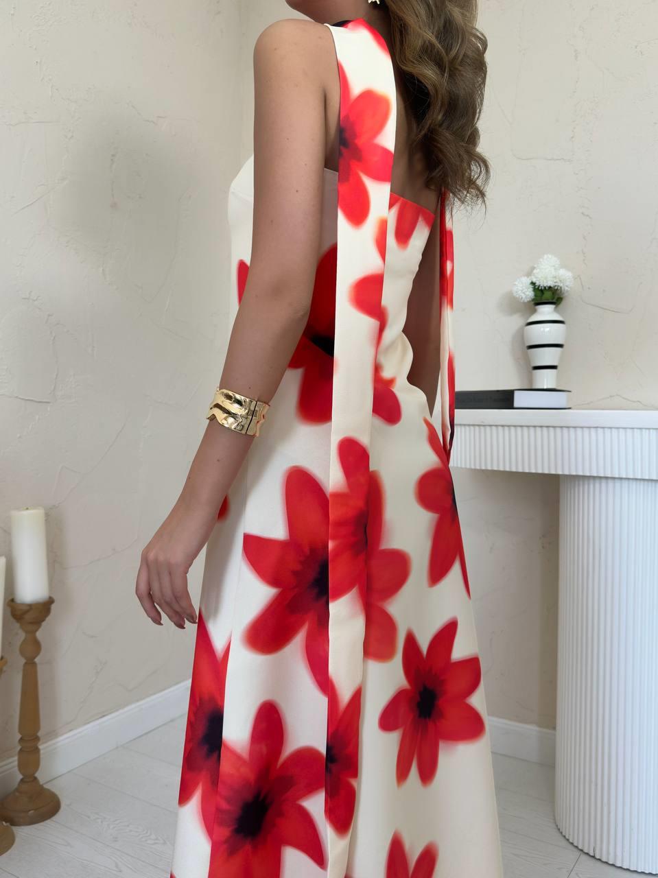 Toptan Sarı Boyundan Fularlı Elbise