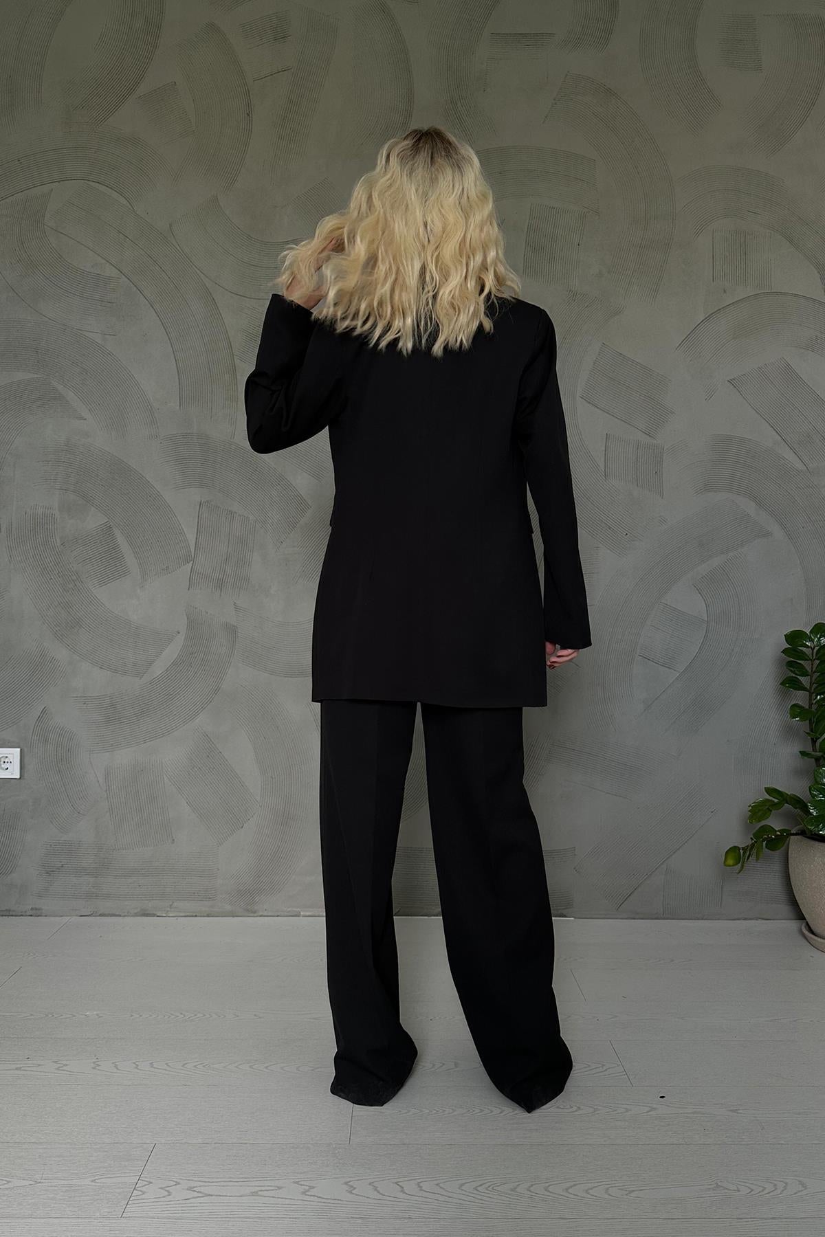 Toptan Siyah Atlas Ceket Ve Pantolon Takım