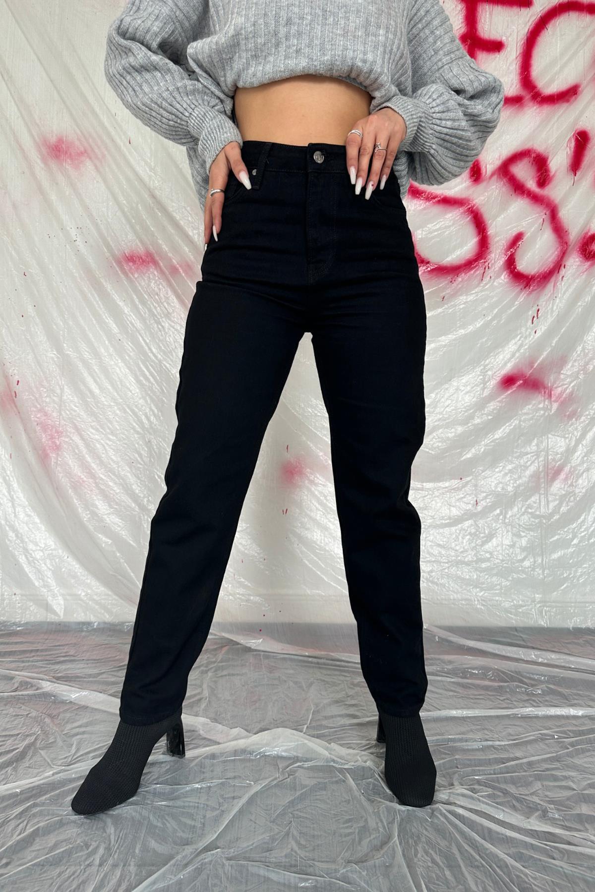 Toptan Siyah Boru Paça Jeans Pantolon