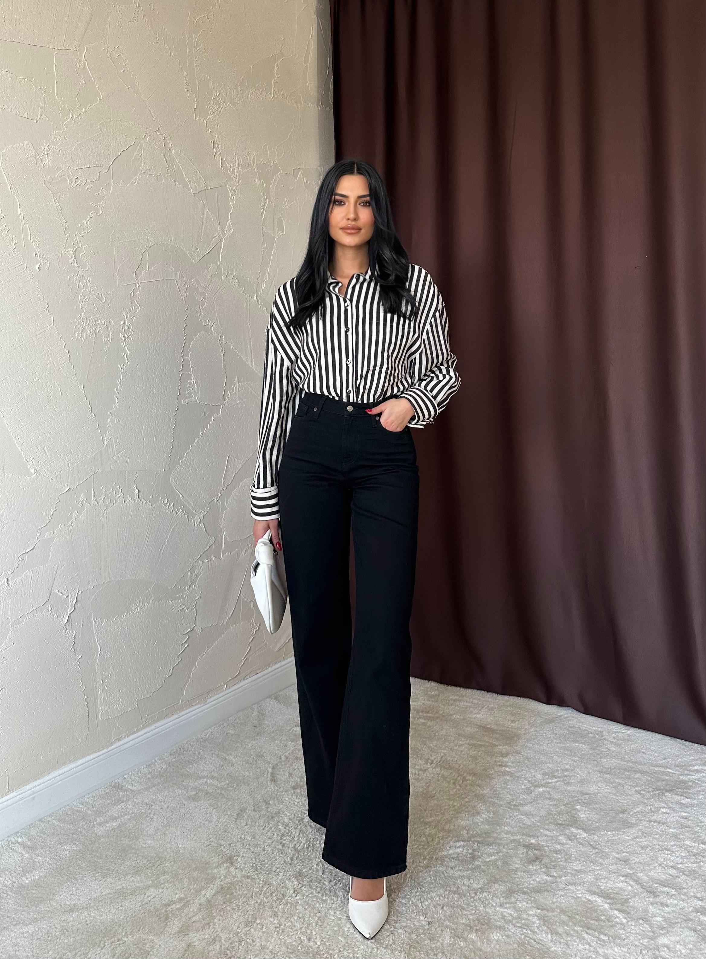 Toptan Siyah Comfy Jeans Pantolon Siyah L