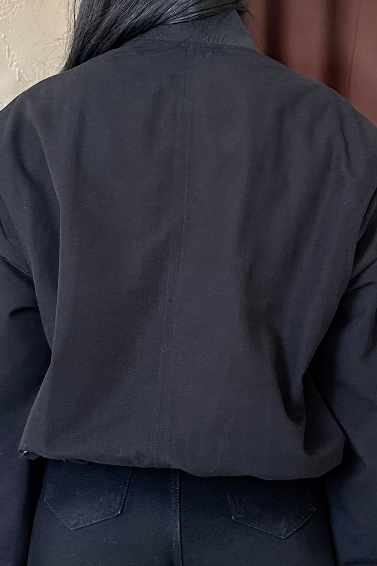 Toptan Siyah Parçalı Bomber Ceket