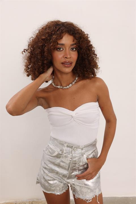 Triangel Büzgülü Büstiyer 3397-0025 BEYAZ STD