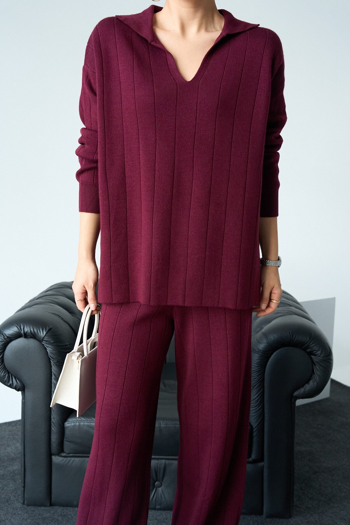 Bordo Triko Pantalonlu Takım