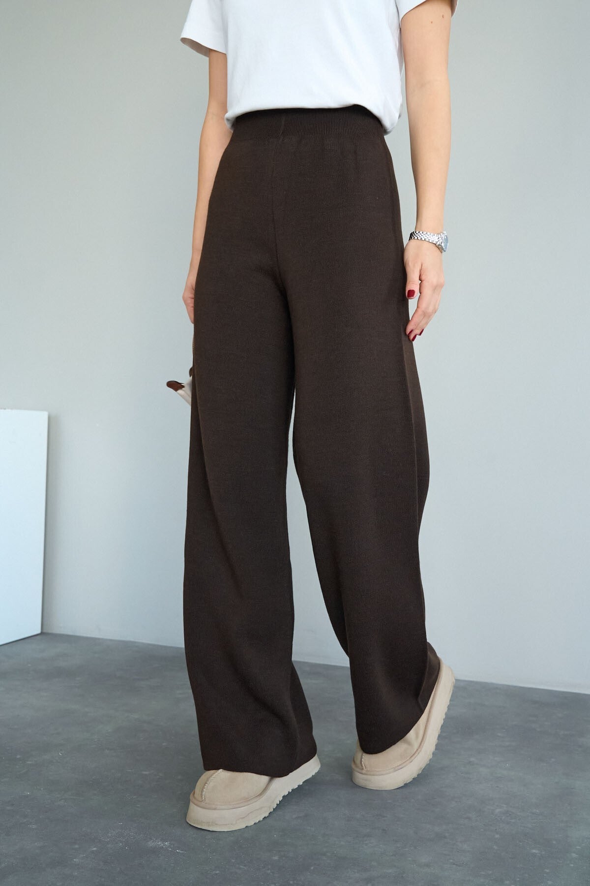 Dark Brown Knit Trousers