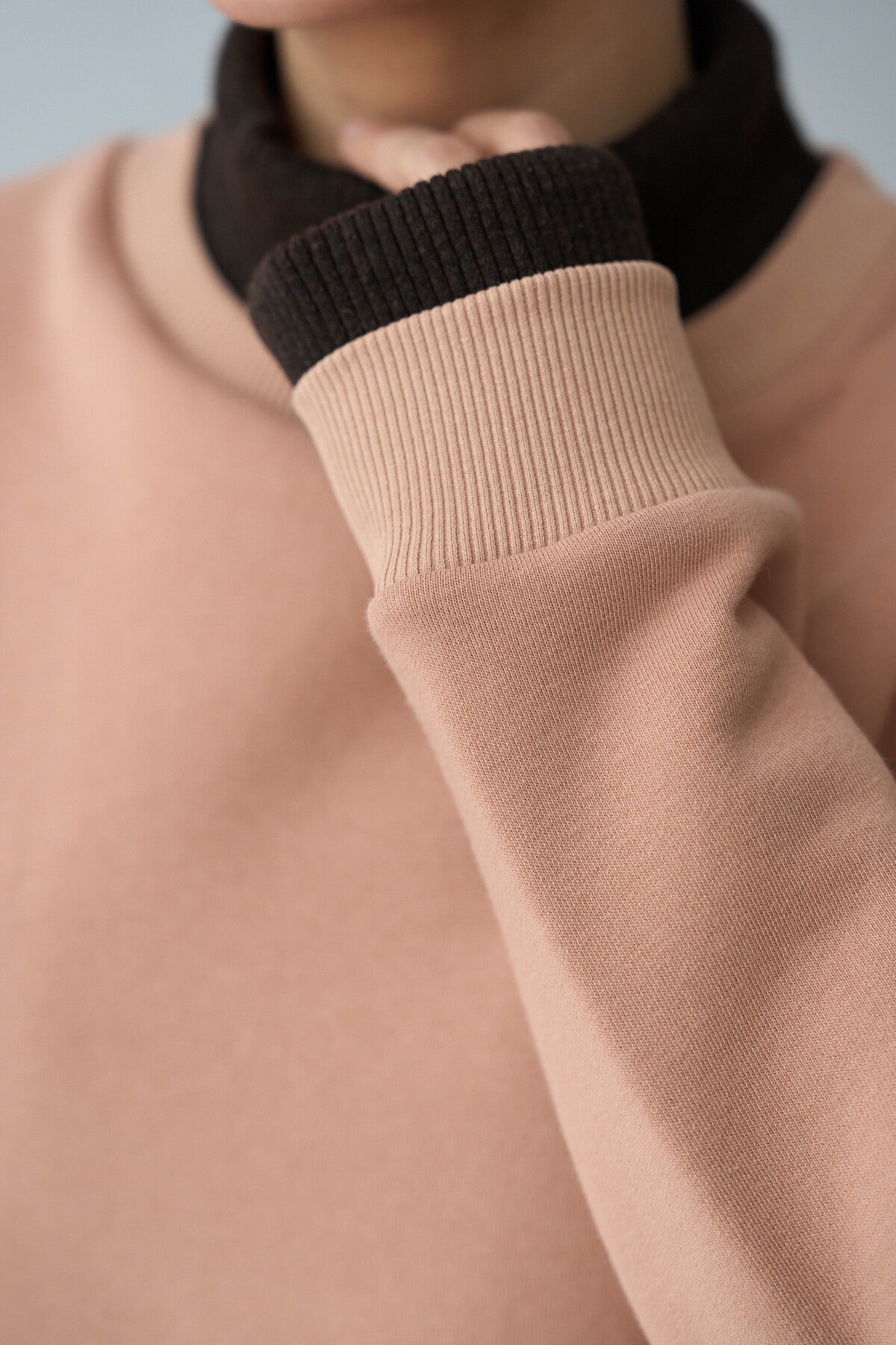 Süt Kahve Triko Parçalı SweatShirt