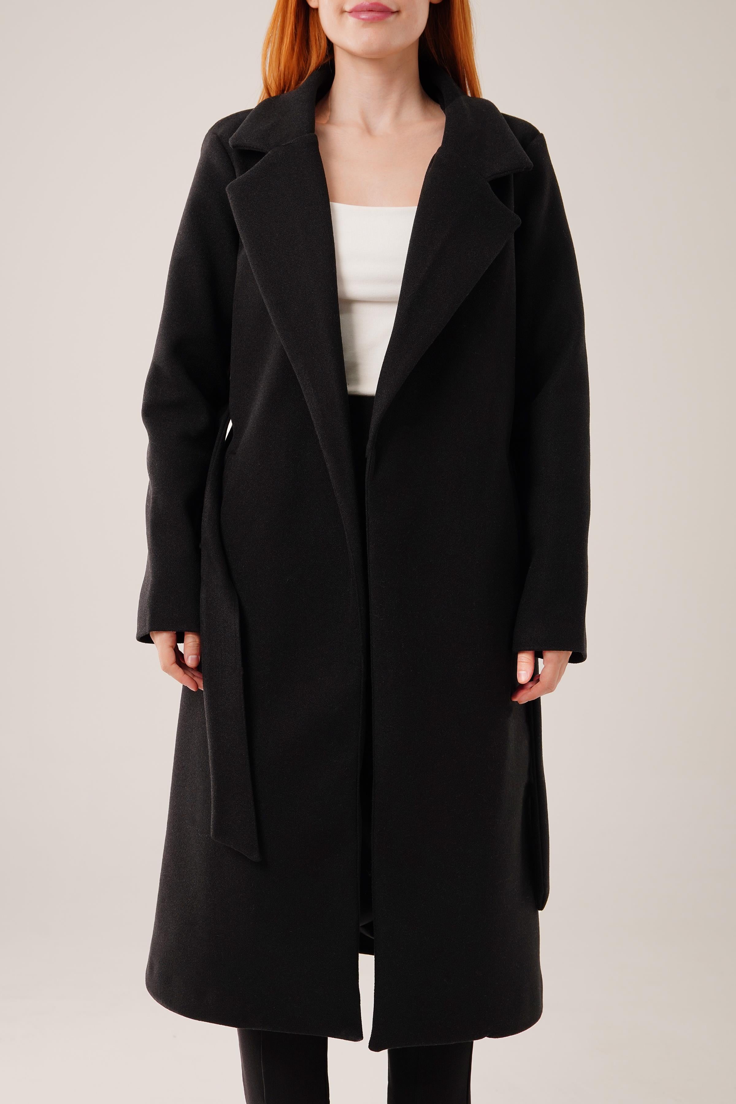 Uzun Astarlı Siyah Kaşe Toptan Kaban