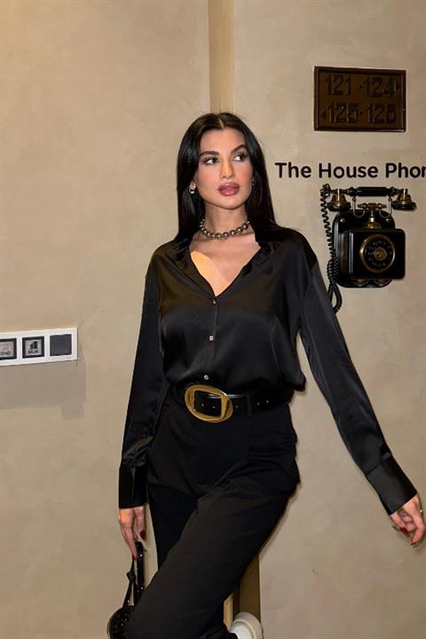Vanessa Yarım Düğmeli Saten Gömlek 3334-08