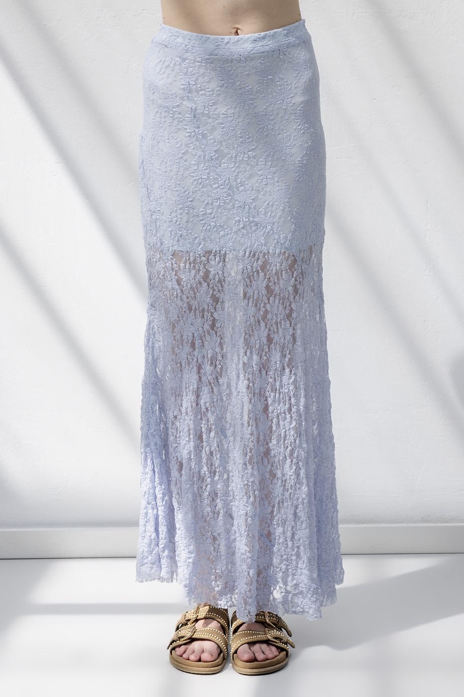 Flounced Lace Midi Skirt