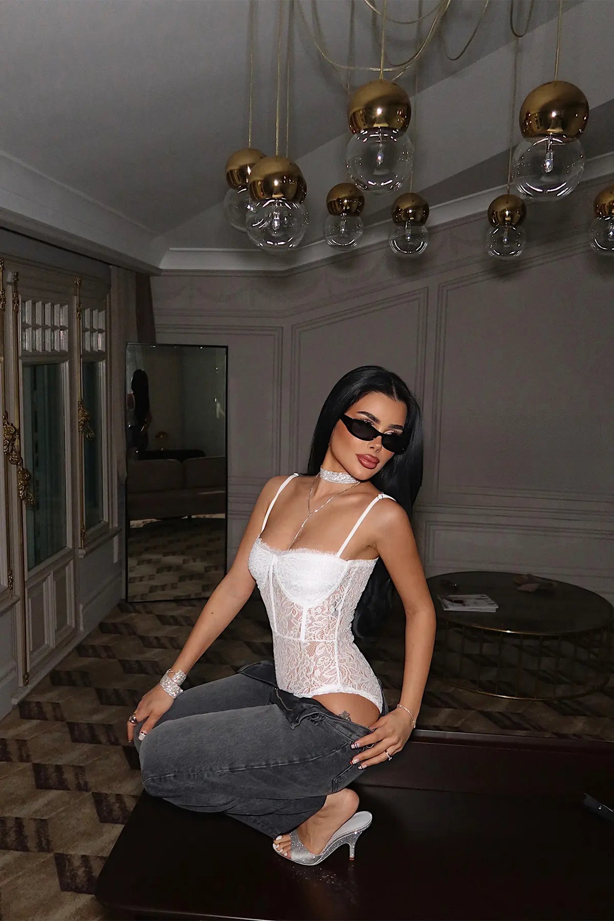 Beyaz Brigitta Dantelli Bodysuit