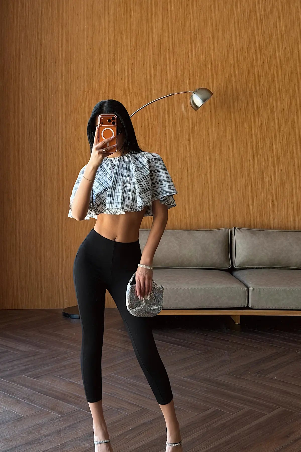 Beyaz Pötikareli Crop Top