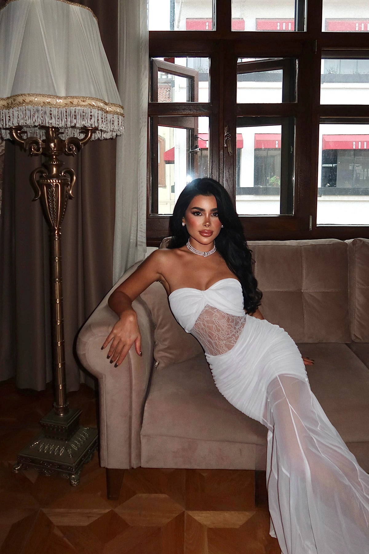 Beyaz Priscilla Dantel Detaylı Elbise
