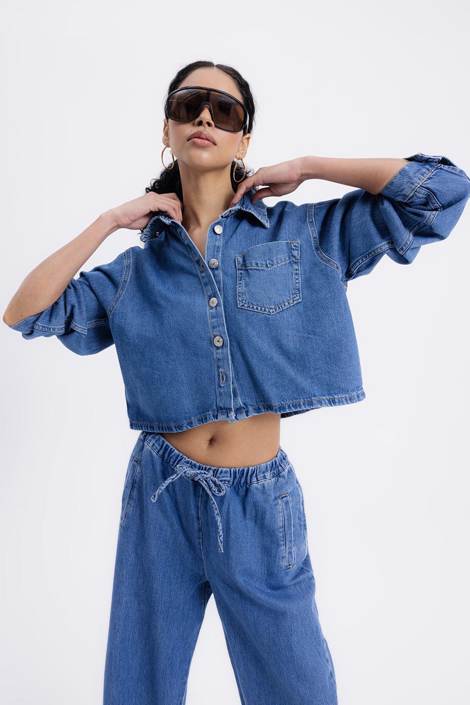 Denim Shirt with Patch Pocket