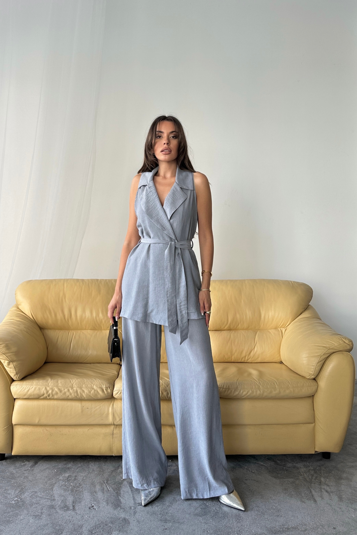 YELEK - PANTOLON TAKIM ÇİLEK KUMAŞ - Gri