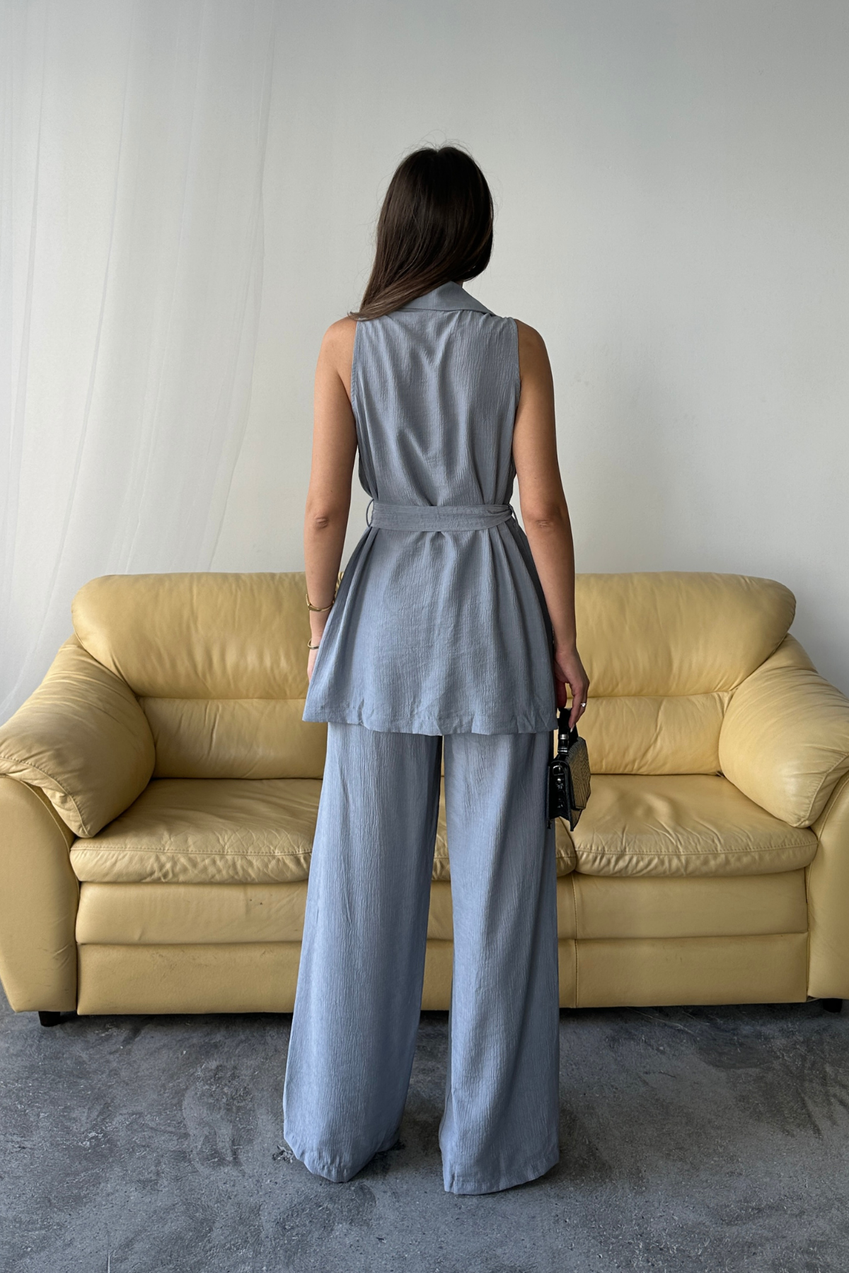 YELEK - PANTOLON TAKIM ÇİLEK KUMAŞ - Gri