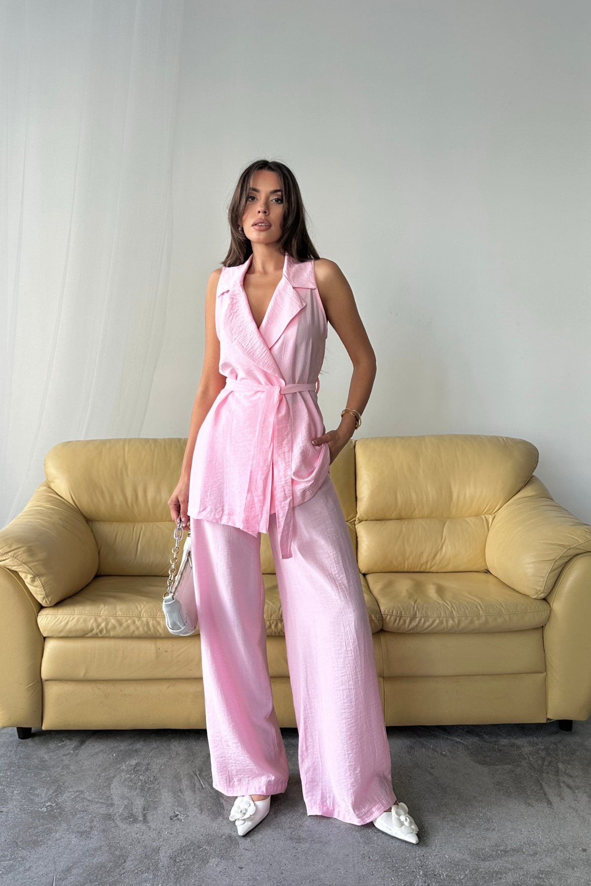 YELEK - PANTOLON TAKIM ÇİLEK KUMAŞ - Pembe