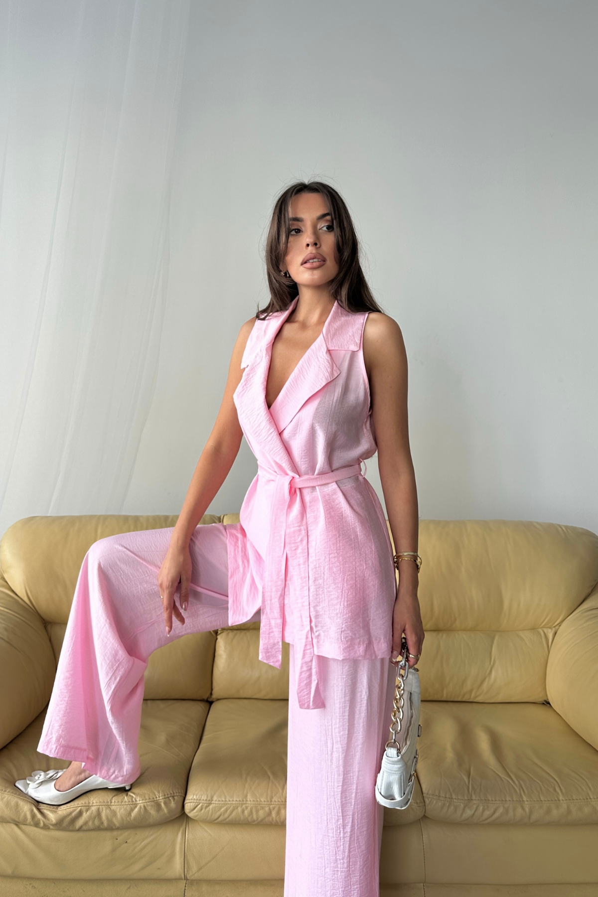 YELEK - PANTOLON TAKIM ÇİLEK KUMAŞ - Pembe