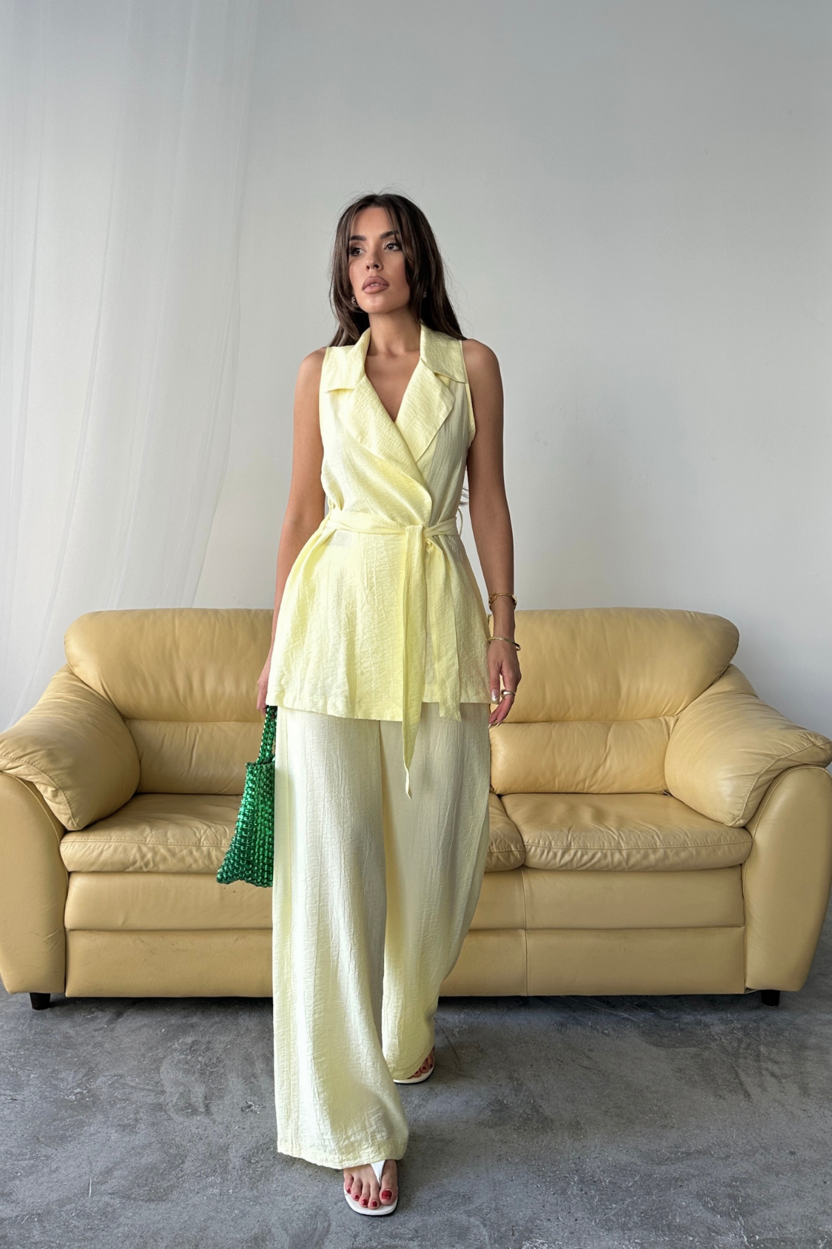 YELEK - PANTOLON TAKIM ÇİLEK KUMAŞ - Sarı