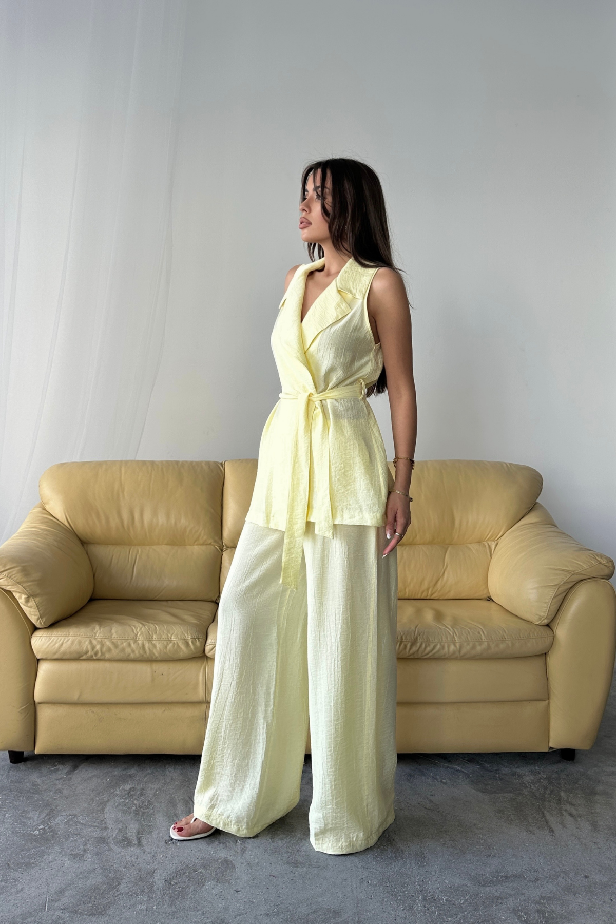 YELEK - PANTOLON TAKIM ÇİLEK KUMAŞ - Sarı