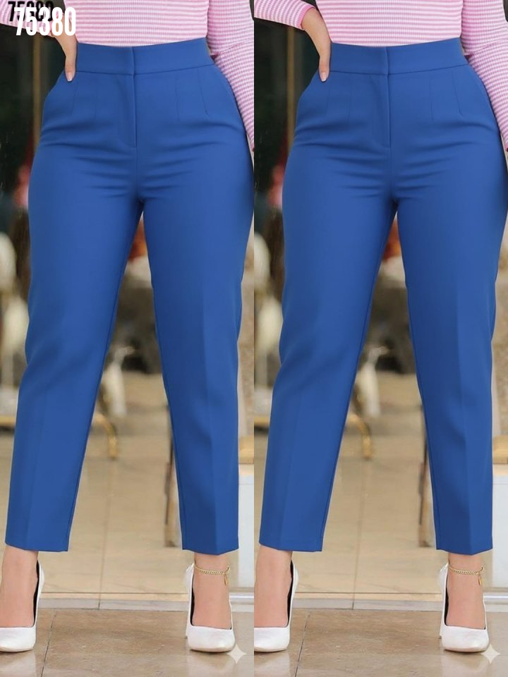 Kadın üste Oturan Paçası Bilek üzerinde Biten Krep Kumaş Pantolon 36 (S) - 50 (5XL), 38184