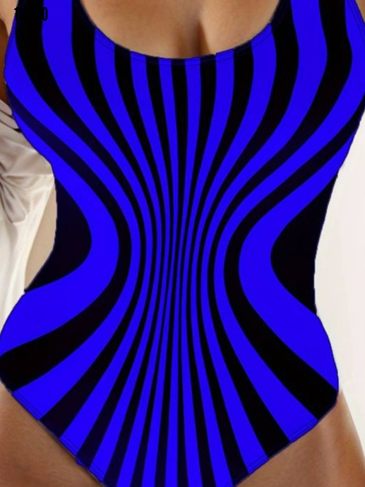 Kadın Yuvarlak Yaka Askılı Zebra Desen Baskılı Dalgıç Mayo, 38231