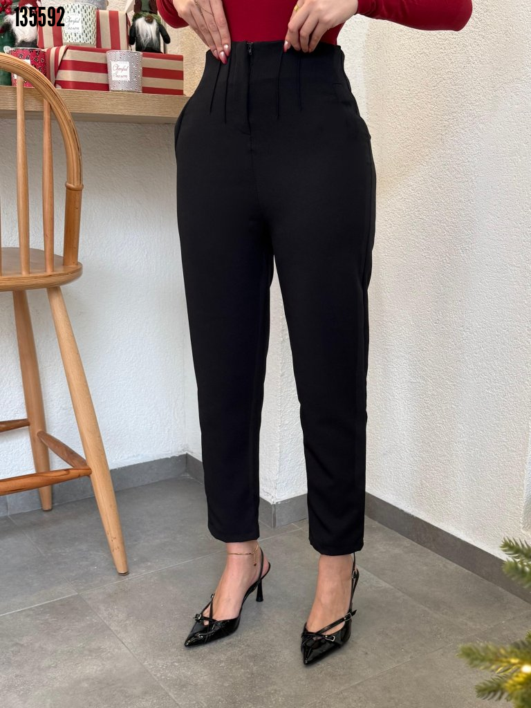 Kadın üste Oturan Paçası Bilek üzerinde Biten Atlas Kumaş Pantolon 36 (S) - 48 (4XL), 38266