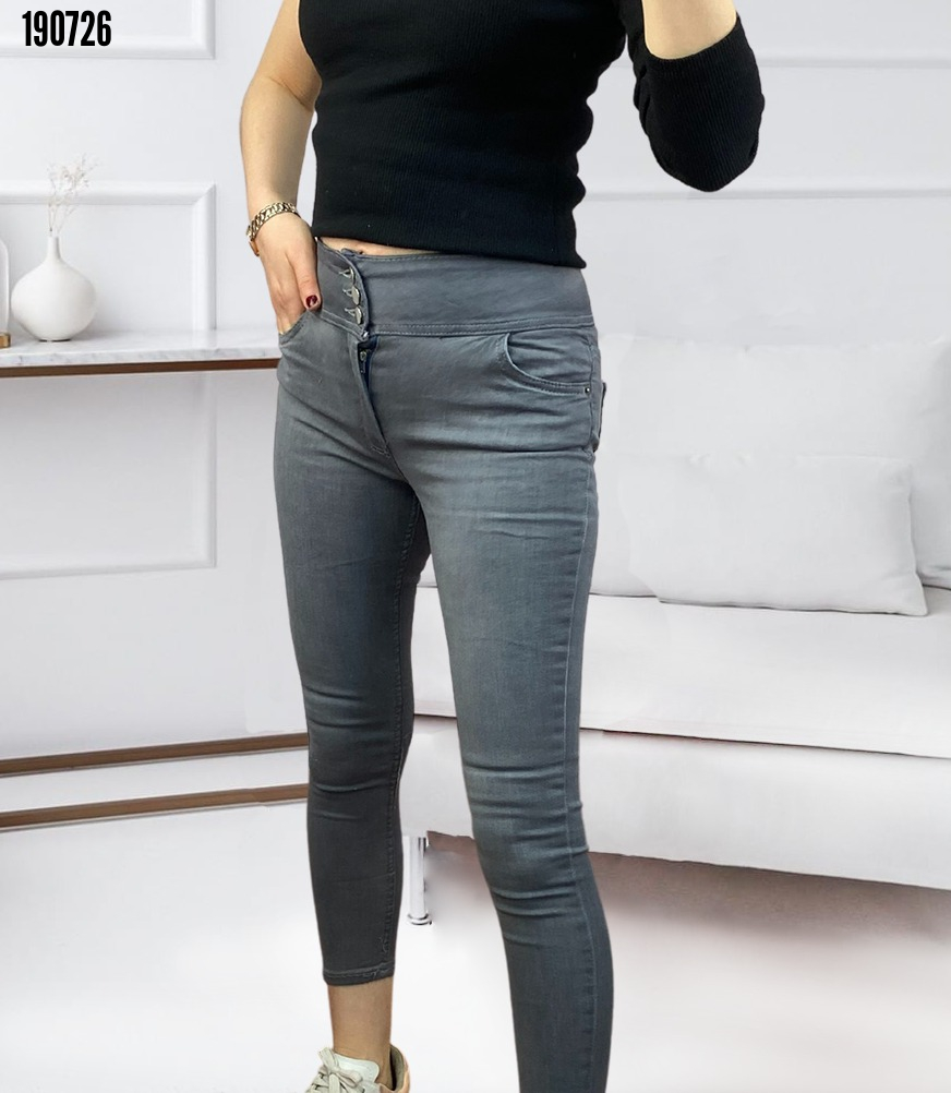 Yüksel Bel Likralı Kot Pantolon (Gri), 38357