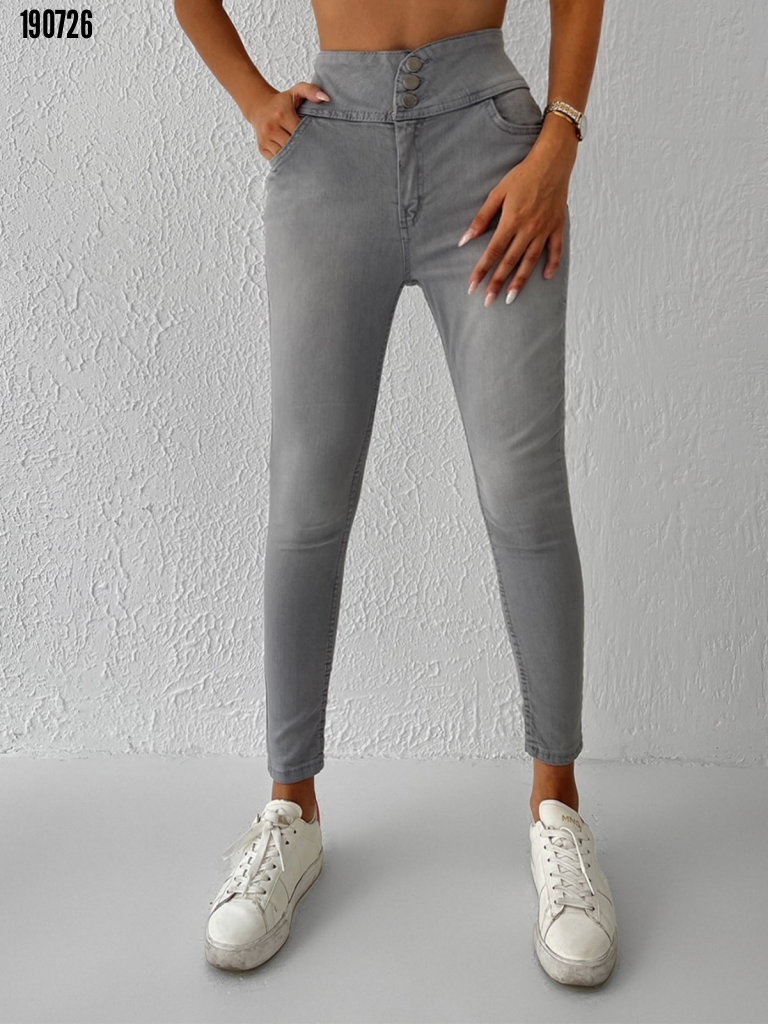 Yüksel Bel Likralı Kot Pantolon (Gri), 38357