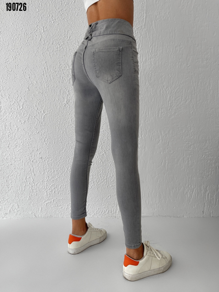 Yüksel Bel Likralı Kot Pantolon (Gri), 38357