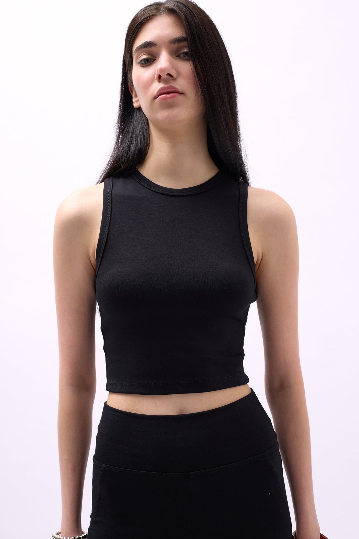 Yüzücü Yaka Crop Bluz - Kahverengi