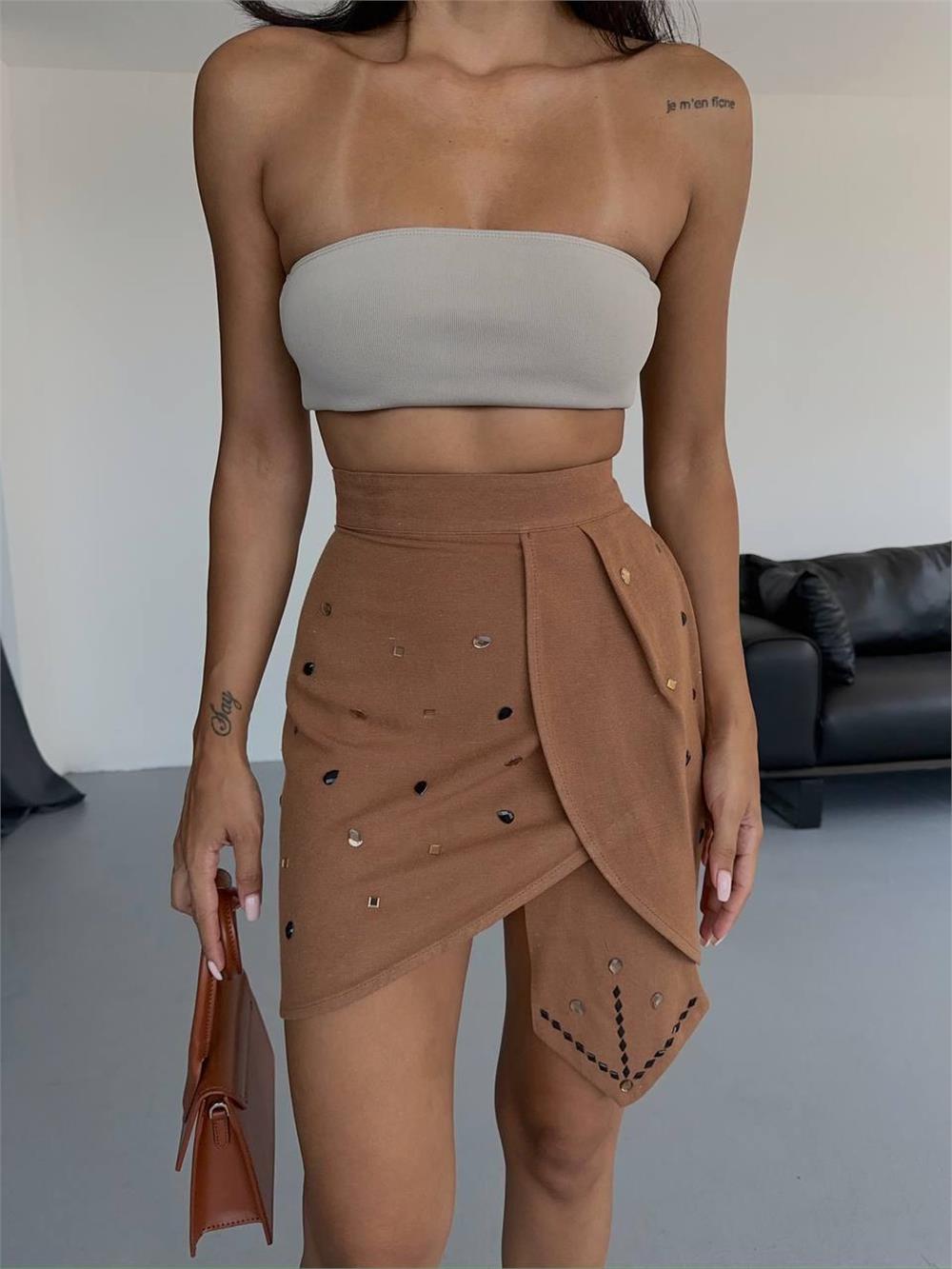 ZIMBA DETAYLI TASARIM ETEK KUYRUK DETAYLI - Kahverengi